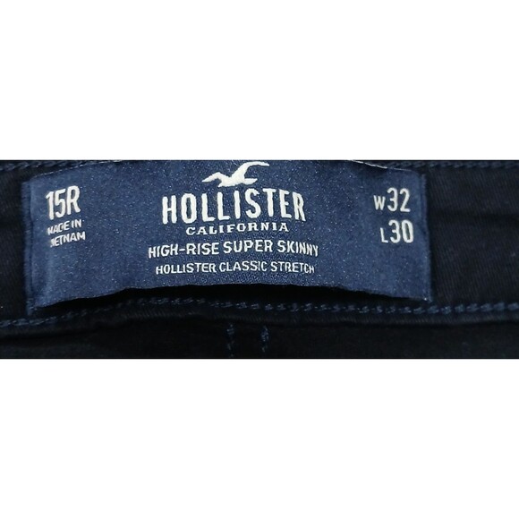 NWT Hollister Women’s 15R Navy Blue Super Skinny Jeans High Rise 32x28.5 Stretch - Picture 8 of 9